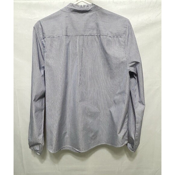 J. Crew Womens XL Blue Striped Ruffle Neck & Ruffle Center 100% Cotton Shirt - Picture 9 of 9